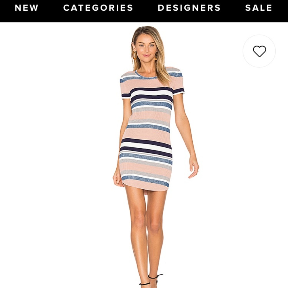 Callahan Striped Knit Mini Dress in Blush, Navy & Light Blue